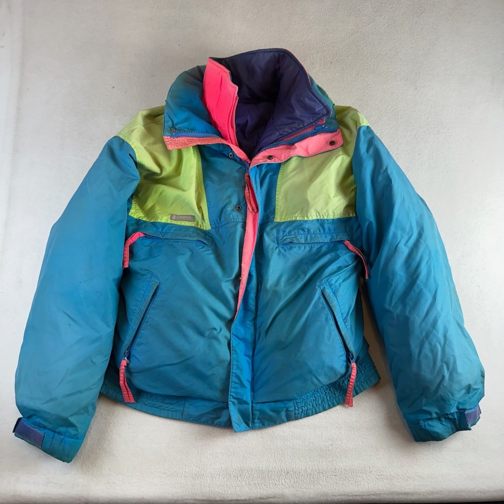 Columbia Sportswear Vintage 3-in-1 Interchange Jacket Mens L Neon Colorblock